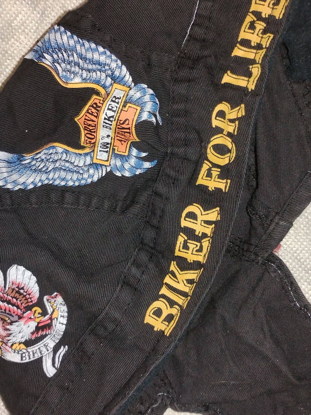 Men's Black Biker Embroidered Cap with Yellow 'Biker For Life' Detailing